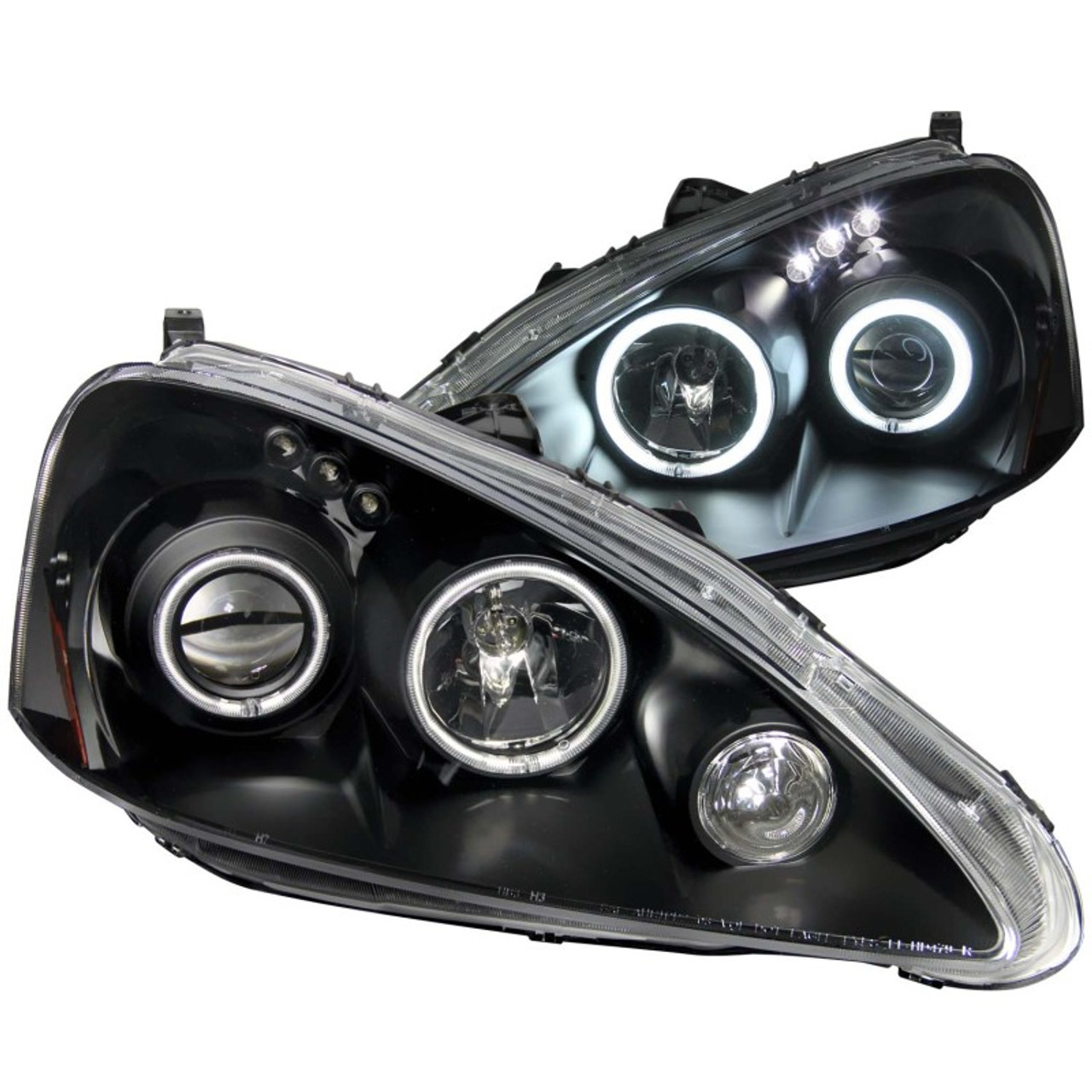 ANZO 2005-2006 Acura Rsx Projector Headlights w/ Halo Black