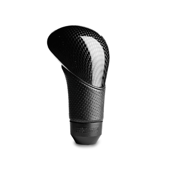 Momo Shadow Shift Knob - Black Airleather, Carbon Effect Insert
