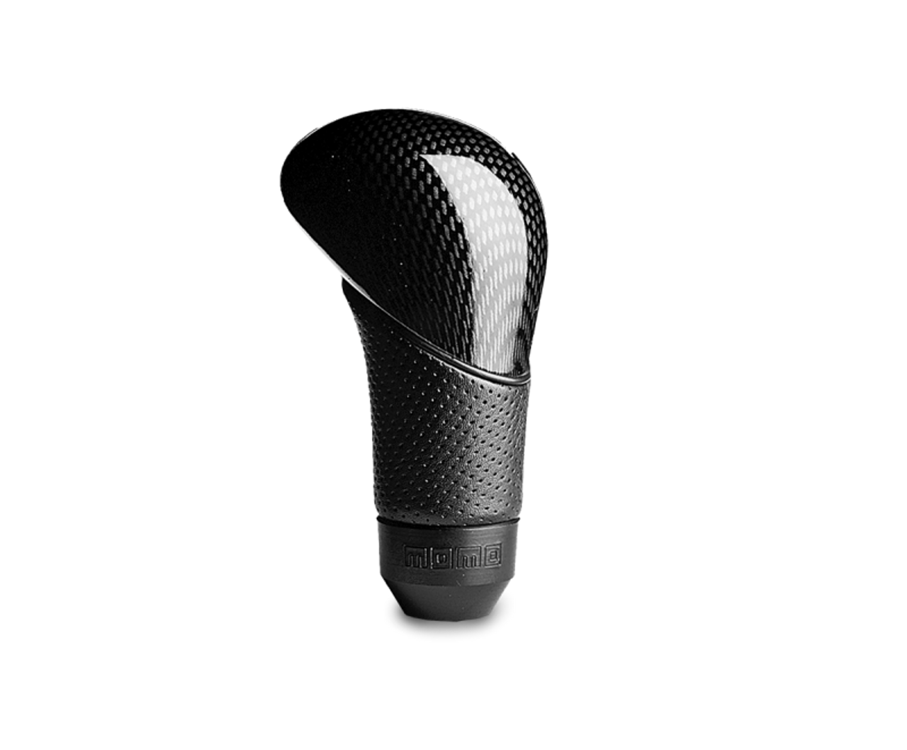 Momo Shadow Shift Knob - Black Airleather, Carbon Effect Insert