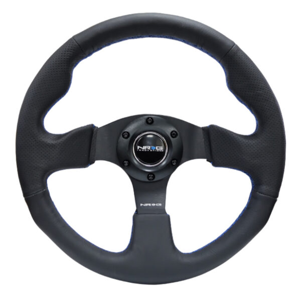 NRG Reinforced Steering Wheel (320mm) Black Leather w/Blue Stitching