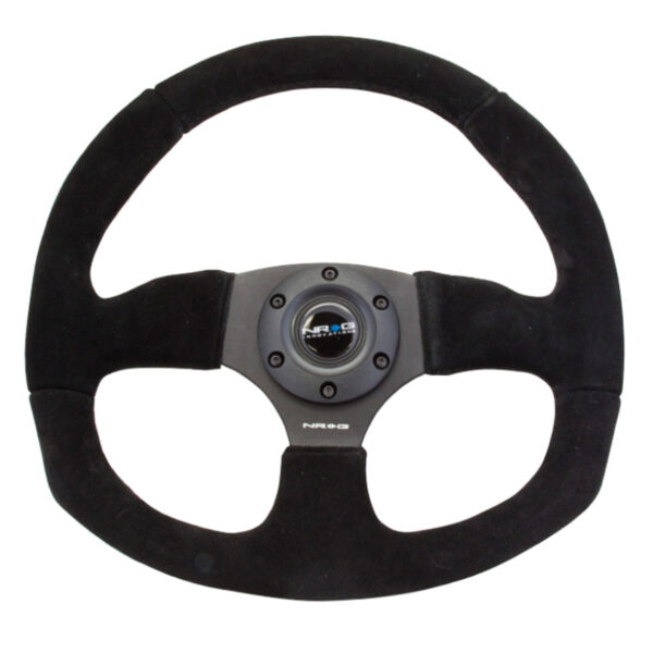 NRG Reinforced Steering Wheel (320mm Horizontal / 330mm Vertical) Black Suede w/Black Stitching