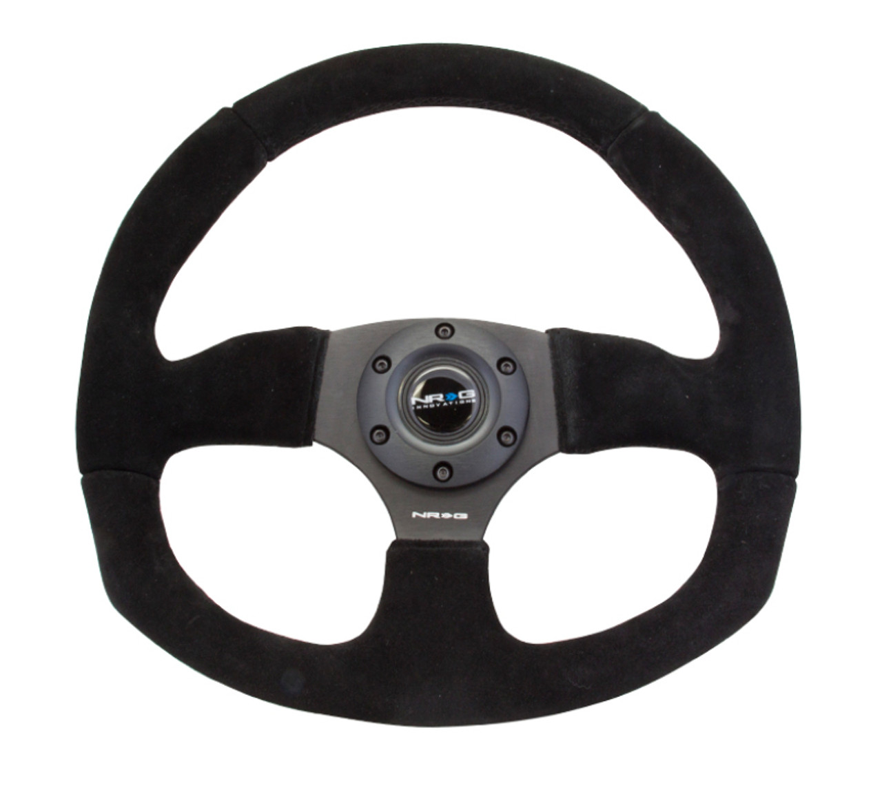 NRG Reinforced Steering Wheel (320mm Horizontal / 330mm Vertical) Black Suede w/Black Stitching